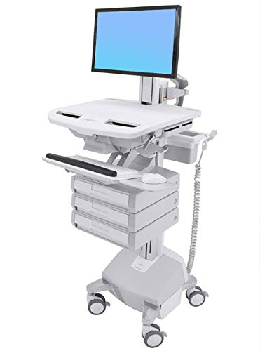 Ergotron StyleView Cart with LCD Pivot, LiFe Powered, 3 Drawers - Cart - for LCD display / PC equipment (open architecture) - lockable - aluminium, zinc-plated steel, high-grade plastic - screen size: up to 24" - 40 Ah - lithium