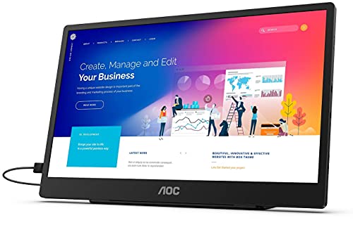 AOC 16T2 - LED monitor - 16" (15.6" viewable) - portable - touchscreen - 1920 x 1080 Full HD (1080p) @ 60 Hz - IPS - 250 cd/m - 700:1 - 4 ms - Micro HDMI, 2xUSB-C - speakers - black, silver