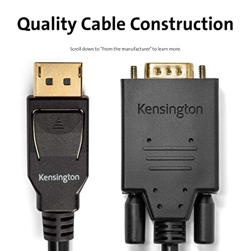 Kensington - Display cable - DisplayPort (M) to HD-15 (VGA) (M) - DisplayPort 1.2 - 1.83 m - passive, 1080p support - black