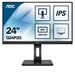 AOC Q24P2Q 23.8 Inch 2560 x 1440 1440p Quad HD 75Hz IPS Async MM HA HDMI VGA DP USB LED Monitor Black