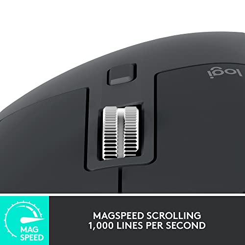 Logitech Master Series MX MASTER 3S - Mouse - ergonomic - optical - 7 buttons - wireless - Bluetooth, 2.4 GHz - Logitech Logi Bolt USB receiver - graphite