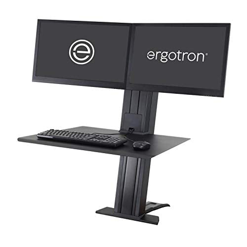 Ergotron WorkFit-SR Dual Sit-Stand Workstation - Stand (desk clamp mount, surface, column, 2 pivots, crossbar, 2 cord wraps) for 2 LCD displays / keyboard / mouse - aluminium - black - screen size: up to 24" - desktop