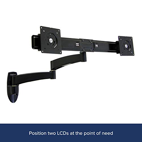 Ergotron 200 Series Dual Monitor Arm - Mounting kit (wall bracket, dual articulating arm, crossbar extender) for 2 LCD displays - steel - black - screen size: up to 24" - wall-mountable