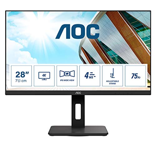 AOC U28P2A - LED monitor - 28" - 3840 x 2160 4K @ 60 Hz - IPS - 300 cd/m - 1000:1 - 4 ms - 2xHDMI, 2xDisplayPort - speakers - black