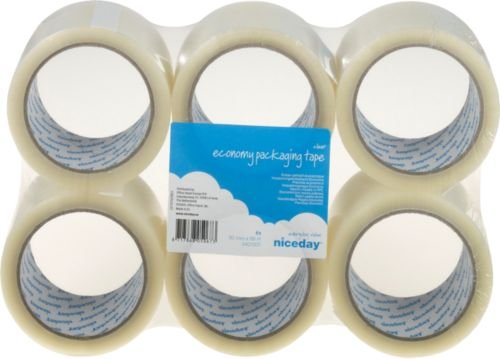 Best Value Niceday 3401507 Economy 50 mm x 66 m Packaging Tape - Clear (Pack of 6)