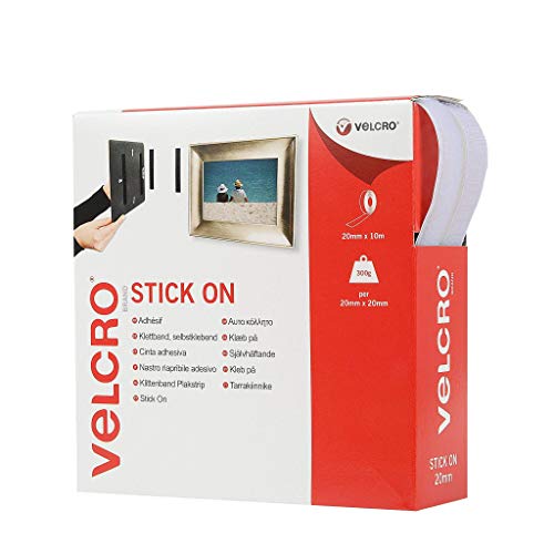 Best Value VELCRO Brand RY07178 Stick On Tape, 20mm x 10m, White