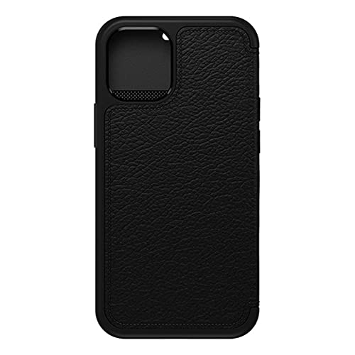 OtterBox Strada Series Folio - Flip cover for mobile phone - leather, polycarbonate, metal latch - shadow black - slim design - for Apple iPhone 12 mini