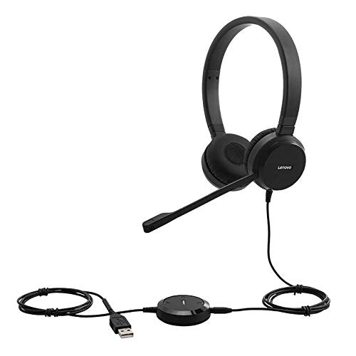 Lenovo Pro Wired Stereo VOIP Headset - Headset - on-ear - wired - black - for ThinkCentre M90, ThinkPad E14 Gen 3, L14 Gen 2, L15 Gen 2, P14s Gen 2, V50t Gen 2 13