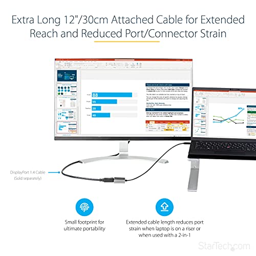 StarTech 8K 60Hz USB C to DisplayPort 1.4 Adapter 12 Inch Cable