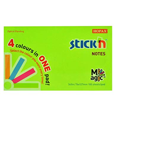 Best Value Stickn Magic Pad 76x127mm, 4 Neon Colours, 100 sheetpad, Pack 12