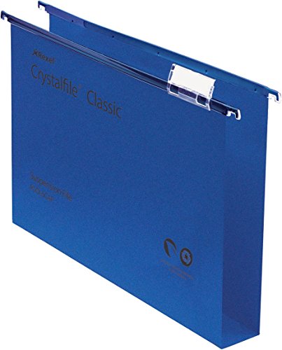 Best Value Rexel 70625 Crystalfile Classic Foolscap Suspension File, 300 Sheet Capacity, 30 mm Squared-Base Manilla, Pack of 50, Blue