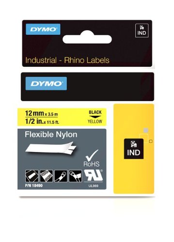 Dymo Rhino Tape Original flexible 12mm Black on Yellow 18490