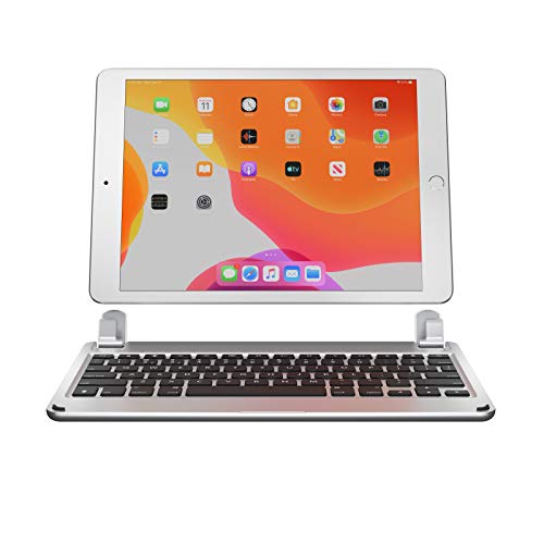 Brydge 10.2 Inch QWERTZ German Bluetooth Wireless Keyboard for Apple iPad 7th Gen Durable Aluminium Body Backlit Keys  Silver