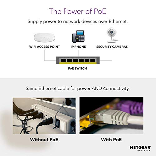 NETGEAR 5 Port PoE Gigabit Ethernet Plus Switch (GS305EPP) - with 4 x PoE+  @ 120W, Desktop/Wall Mount