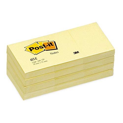 Best Value Post-it 653E Notes, 653E 38 x 51 mm - Canary Yellow, 12 Pads (100 Sheets Per Pad)