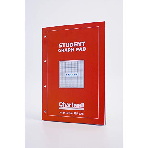 Best Value Clairefontaine Chartwell Graph Pad, 2 mm, 10 mm, 20 mm, A4, 50 Sheets, Red Cover