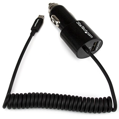 Best Value StarTech.com USBUB2PCARB Dual Port Car Charger with Micro USB Cable and USB Port, High Power (21 W/4.2 Amp), Dual Tablet Car Charger - Black