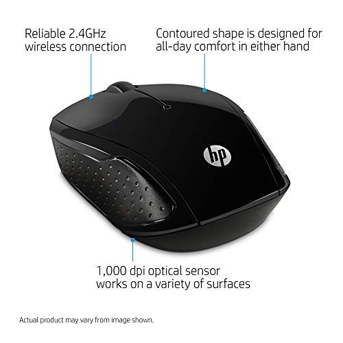 HP 200 - Mouse - right and left-handed - optical - wireless - 2.4 GHz - USB wireless receiver - for OMEN Obelisk by HP 875, HP 15, 27, ENVY x360, Pavilion Gaming 15, 690, TG01, Spectre x360