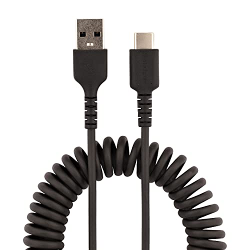 StarTech 1m USB A to USB C Coiled Heavy Duty Fast Charge Sync Cable