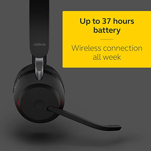 Jabra Evolve 2 65 UC Bluetooth 5.0 USB A Noise Isolating On Ear Mono Headset DSP Function Boom Microphone