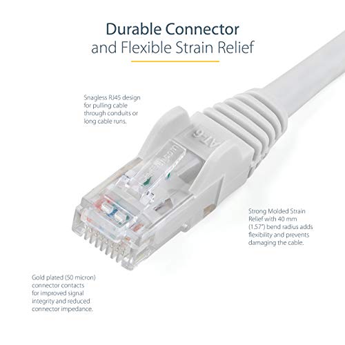 StarTech 15m White Gbit Snagless UTP Cat6 Cable