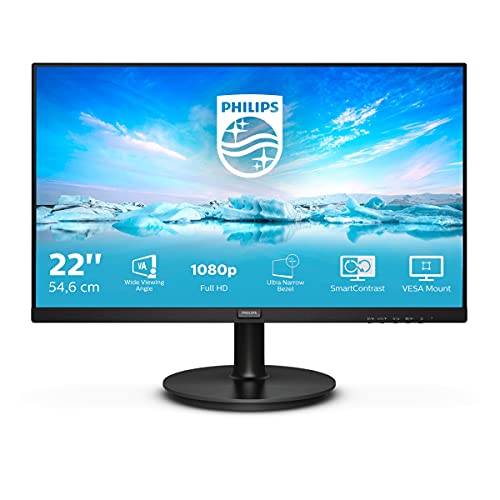 Philips V-line 220V8L5 - LED monitor - 22" (21.5" viewable) - 1920 x 1080 Full HD (1080p) @ 60 Hz - VA - 250 cd/m? - 3000:1 - 4 ms - DVI-D, VGA - textured black