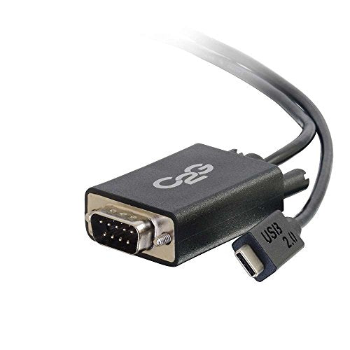 C2G USB 2.0 USB C to DB9 Serial RS232 Adapter Cable Black - USB / serial cable - DB-9 (M) to USB-C (M) - reversible C connector - black