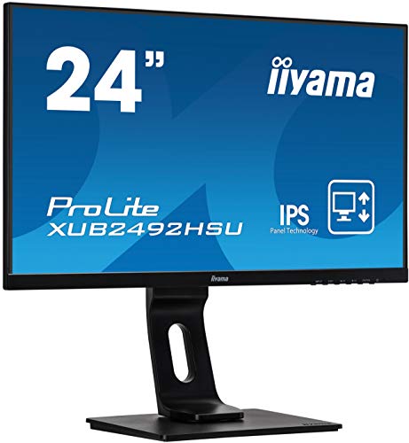 XUB2492HS-B1 LED monitor - 24" (23.8" viewable) - 1920 x 1080 Full HD (1080p) - IPS - 250 cd/m2 - 1000:1 - 5 ms - HDMI, VGA, DisplayPort - speakers - black