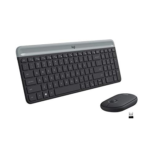 Logitech Slim Wireless Combo MK470 - Keyboard and mouse set - wireless - 2.4 GHz - QWERTY - UK - graphite