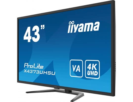 iiyama ProLite X4373UHSU-B1 - LED monitor with TV tuner - 43" (42.5" viewable) - 3840 x 2160 4K @ 60 Hz - VA - 400 cd/mï¿½ - 4000:1 - 3 ms - 2xHDMI, DisplayPort, Mini DisplayPort - speakers - matte black