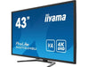 iiyama ProLite X4373UHSU-B1 - LED monitor with TV tuner - 43" (42.5" viewable) - 3840 x 2160 4K @ 60 Hz - VA - 400 cd/mï¿½ - 4000:1 - 3 ms - 2xHDMI, DisplayPort, Mini DisplayPort - speakers - matte black