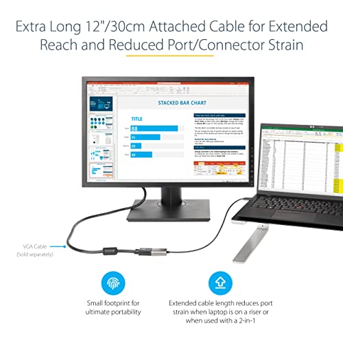 StarTech 1080p USB C to VGA Adapter 12 Inch Cable