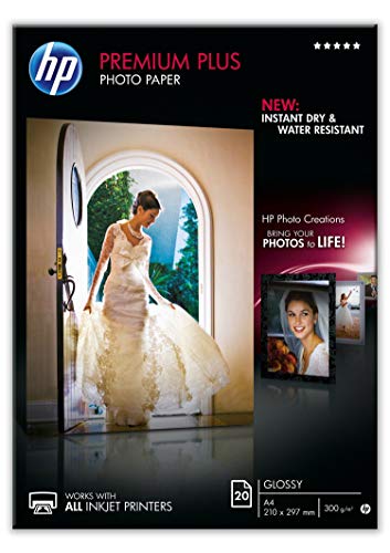 HP Premium Plus Photo Paper - Glossy - A4 (210 x 297 mm) - 300 g/m - 20 sheet(s) photo paper - for Deskjet 2622, Envy 50XX, 76XX, Officejet 52XX, 80XX, Photosmart B110, Wireless B110