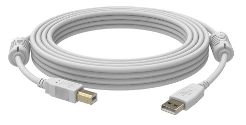 VISION Professional installation-grade USB 2.0 cable - LIFETIME WARRANTY - gold plated connectors - ferrite core at USB-A end - bandwidth 480mbit/s - over 65% coverage braided shield - USB-A (M) to USB-B (M) - outer diameter 4.5 mm - 28+24 AWG - 1 m - white