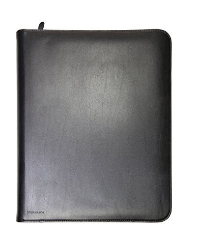 Best Value Monolith A4 Leather Conference Folder Zipped - Black