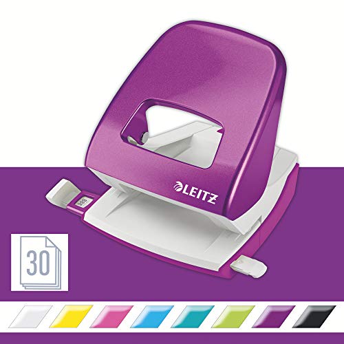 Best Value Leitz Hole Punch, 30 Sheets, Guide Bar with Format Markings, Metal, WOW Range, 50081062 - Purple