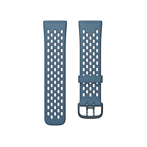 Fitbit Sport Band - Strap for smart watch - Large size - sapphire, fog grey - for Fitbit Sense, Versa 3