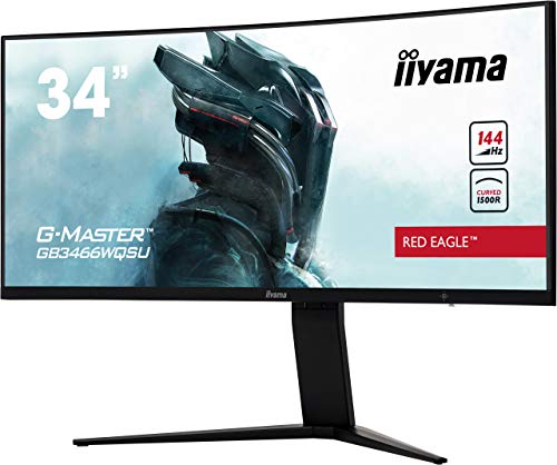 iiyama G-MASTER Red Eagle - LED monitor - curved - 34" (34" viewable) - 3440 x 1440 UWQHD @ 144 Hz - VA - 400 cd/m - 3000:1 - DisplayHDR 400 - 1 ms - 2xHDMI, 2xDisplayPort - speakers - matte black