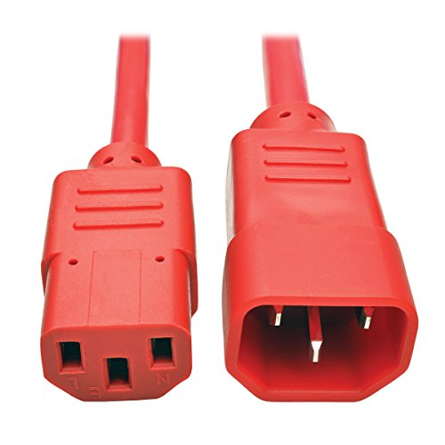 Tripp Lite PDU Power Cord C13 to C14 10A 250V 18 AWG 3ft Red