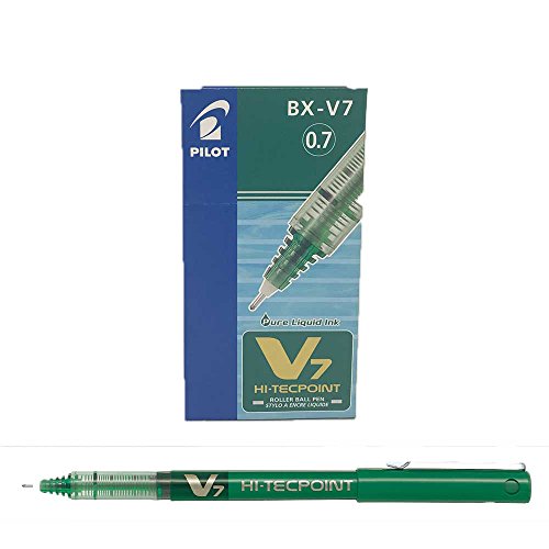 Best Value Pilot V7 Hi-Tecpoint Rollerball Pen, 0.7 mm Tip - Green, Box of 12