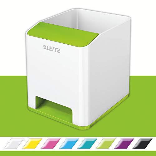 Best Value Leitz 53631054 Pen Holder, Sound Amplification Function, WOW Range, White/Green