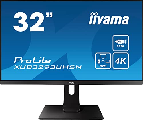 iiyama ProLite XUB3293UHSN-B1 - LED monitor - 31.5" - 3840 x 2160 4K @ 60 Hz - IPS - 350 cd/m² - 1000:1 - 4 ms - HDMI, DisplayPort, USB-C - speakers - matte black