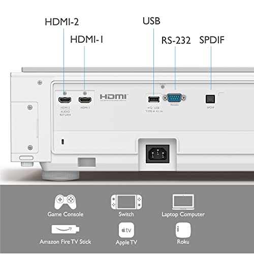 BenQ V7000i - DLP projector - laser/phosphor - 3D - 2500 lumens - 3840 x 2160 - 16:9 - 4K - ultra short-throw fixed lens - white