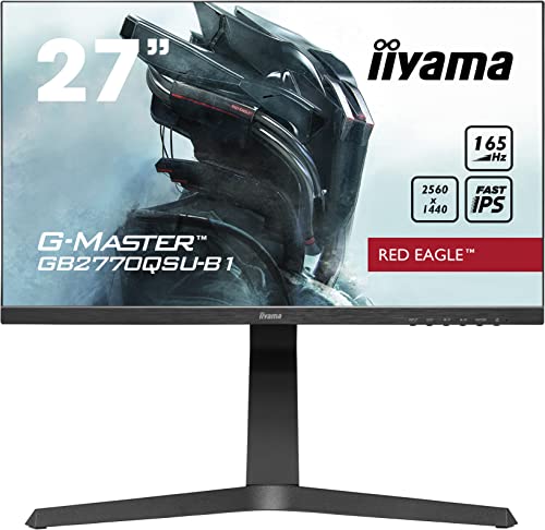 iiyama G-MASTER Red Eagle GB2770QSU-B1 - LED monitor - 27" - 2560 x 1440 WQHD @ 165 Hz - Fast IPS - 400 cd/mï¿½ - 1000:1 - 0.5 ms - HDMI, DisplayPort - speakers - matte black