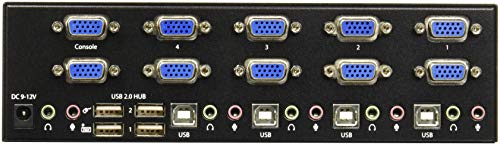 StarTech 4 Port KVM Switch with Dual VGA and 2 Port USB Hub