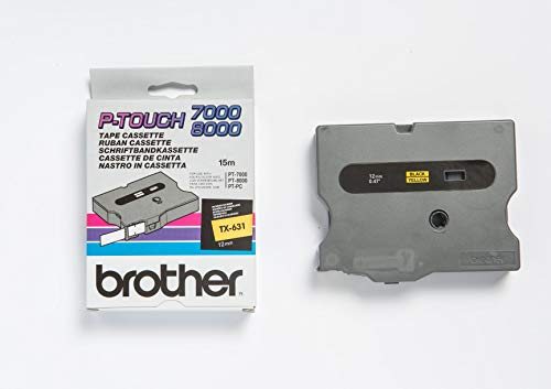 Brother TX631 - Black on yellow - Roll (1.2 cm x 15 m) 1 roll(s) laminated tape - for P-Touch PT-30, PT-7000, PT-8000, PT-PC