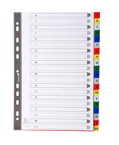 Best Value Exacompta PP Printed Indices, A4, 20 Parts (A-Z) - White with coloured tabs