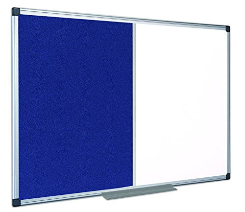 Best Value Bi-Office Combination Board Maya, Blue Felt/Melamine, Aluminium Frame, 180 x 120 cm