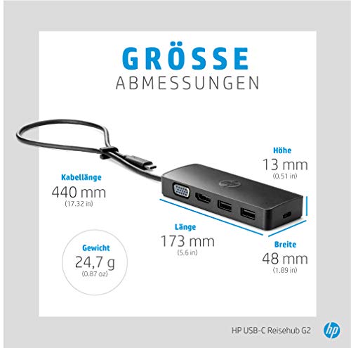 HP USB-C Travel Hub G2 - Docking station - USB-C - VGA, HDMI - Europe - for OMEN by HP Laptop 16, Victus by HP Laptop 16, ZBook 15u G6, 17 G5, 17 G6