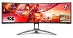 AOC Gaming AG493UCX - AGON Series - LED monitor - curved - 49" - 5120 x 1440 Dual Quad HD @ 120 Hz - VA - 550 cd/m - 3000:1 - DisplayHDR 400 - 1 ms - 2xHDMI, 2xDisplayPort, USB-C - speakers - black, silver